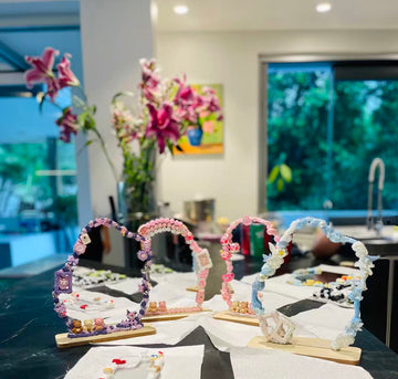 Stand Mirror, cream glue DIY